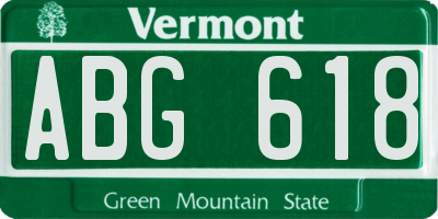 VT license plate ABG618
