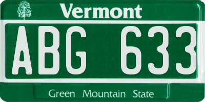 VT license plate ABG633