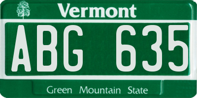 VT license plate ABG635