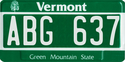 VT license plate ABG637
