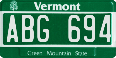 VT license plate ABG694