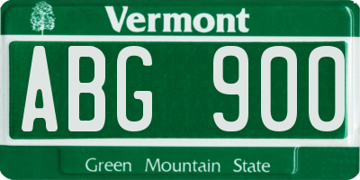 VT license plate ABG900