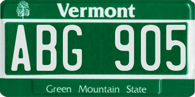 VT license plate ABG905