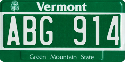 VT license plate ABG914
