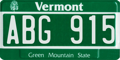 VT license plate ABG915