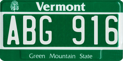 VT license plate ABG916