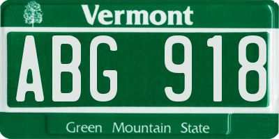 VT license plate ABG918
