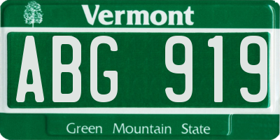 VT license plate ABG919
