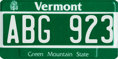VT license plate ABG923