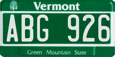 VT license plate ABG926