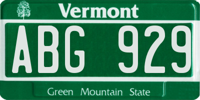 VT license plate ABG929