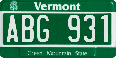 VT license plate ABG931