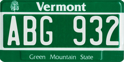 VT license plate ABG932