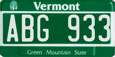 VT license plate ABG933