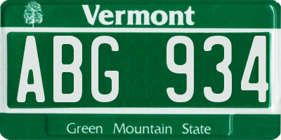 VT license plate ABG934