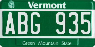 VT license plate ABG935