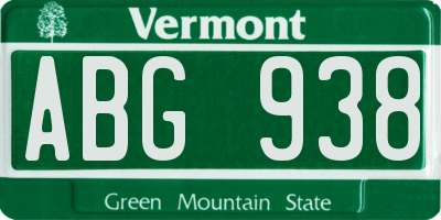 VT license plate ABG938