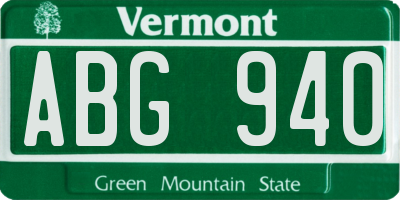 VT license plate ABG940