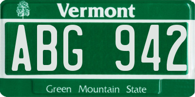 VT license plate ABG942