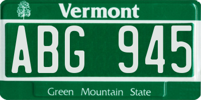VT license plate ABG945