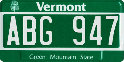 VT license plate ABG947