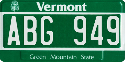 VT license plate ABG949