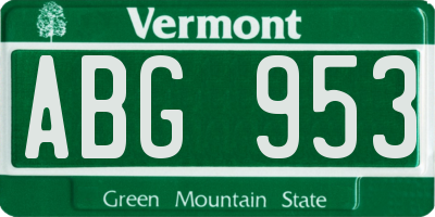VT license plate ABG953
