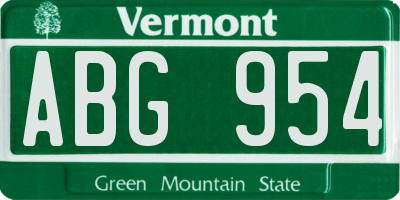 VT license plate ABG954