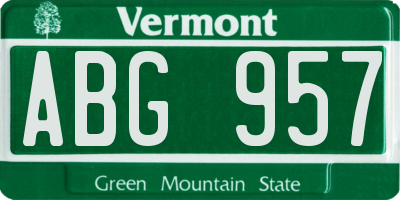 VT license plate ABG957