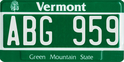 VT license plate ABG959