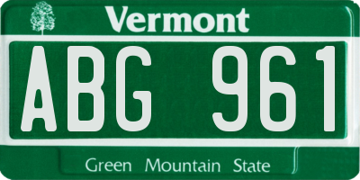 VT license plate ABG961