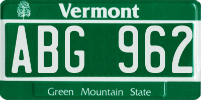 VT license plate ABG962