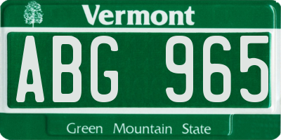 VT license plate ABG965