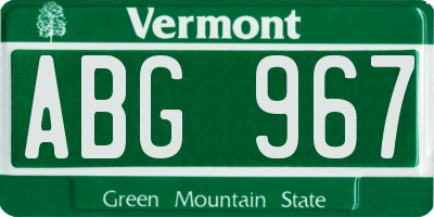 VT license plate ABG967