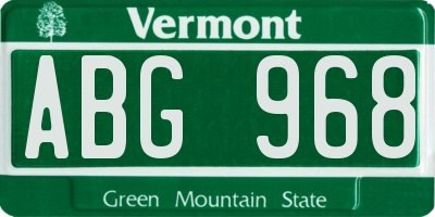 VT license plate ABG968