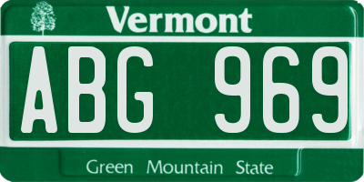 VT license plate ABG969