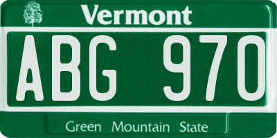 VT license plate ABG970