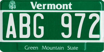 VT license plate ABG972