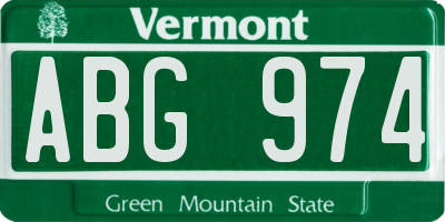 VT license plate ABG974