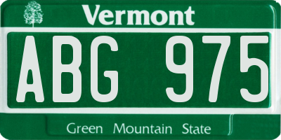 VT license plate ABG975