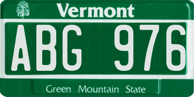 VT license plate ABG976