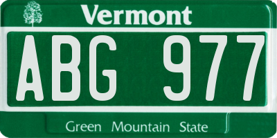 VT license plate ABG977