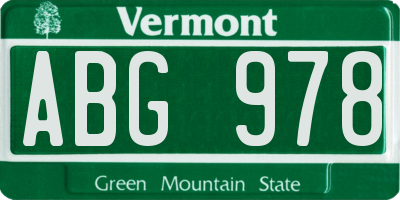 VT license plate ABG978