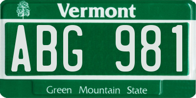 VT license plate ABG981