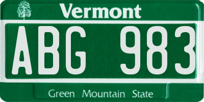 VT license plate ABG983