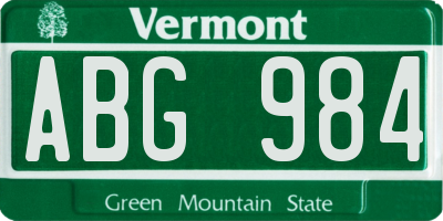 VT license plate ABG984