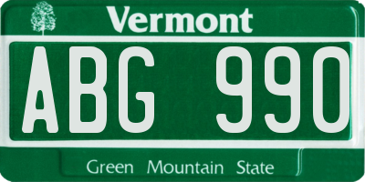 VT license plate ABG990
