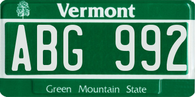 VT license plate ABG992