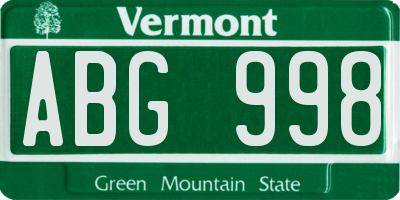 VT license plate ABG998