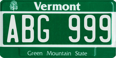 VT license plate ABG999